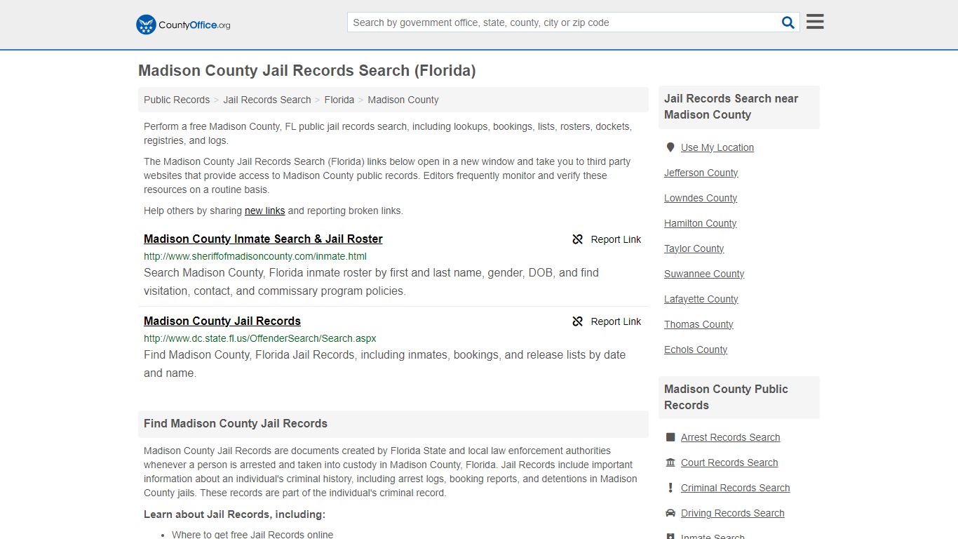 Madison County Jail Records Search (Florida) - County Office